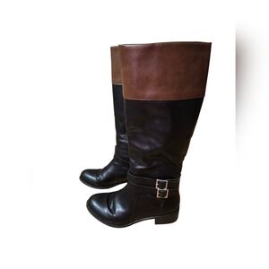 Arizona Women's Faux Leather Riding Boots Black Brown Size 7.5